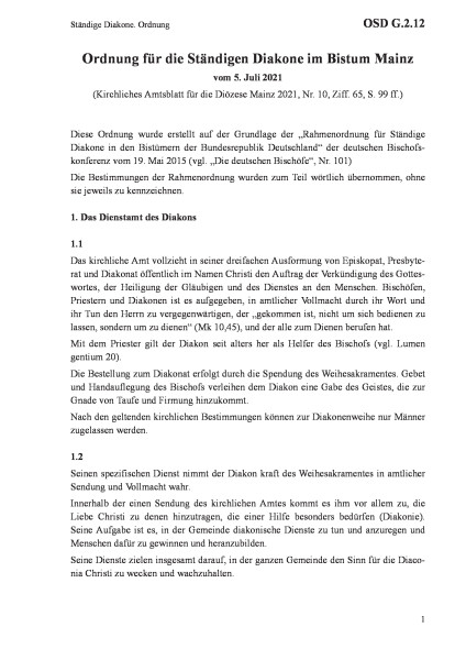 G.2.12 Ständige Diakone. Ordnung