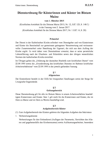 H.2.5.5 Küster:innen. Dienstordnung