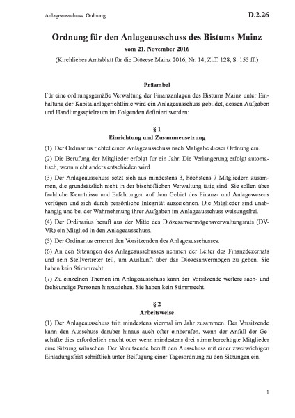 D.2.26 Anlageausschuss. Ordnung