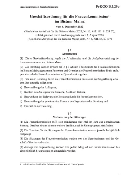 B.3.29b Frauenkommission. Geschäftsordnung