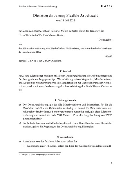 H.4.2.1a Flexible Arbeitszeit. Dienstvereinbarung