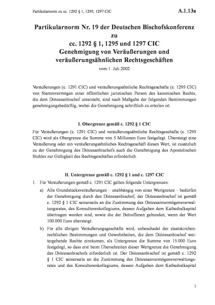 A.1.13a Partikularnorm zu cc. 1292 § 1, 1295, 1297 CIC