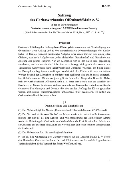 B.5.26 Caritasverband Offenbach. Satzung