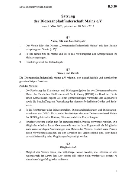 B.5.30 DPSG Diözesanverband. Satzung