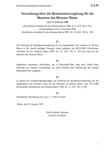 G.4.55 Reisekostenvergütungsverordnung Beamte