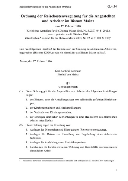 G.4.54 Reisekostenvergütung für die Angestellten. Ordnung