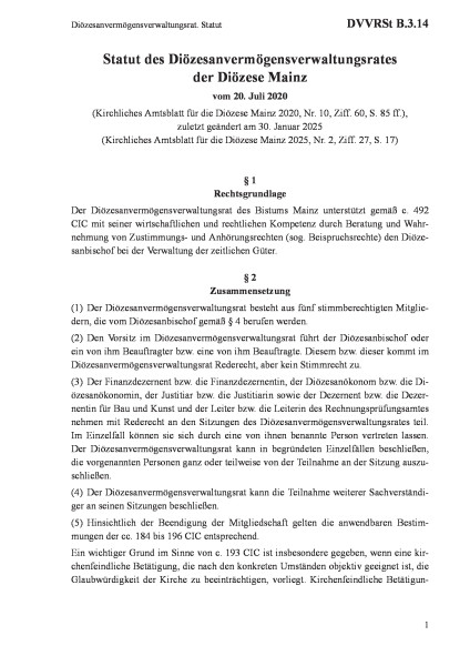 B.3.14 Diözesanvermögensverwaltungsrat. Statut