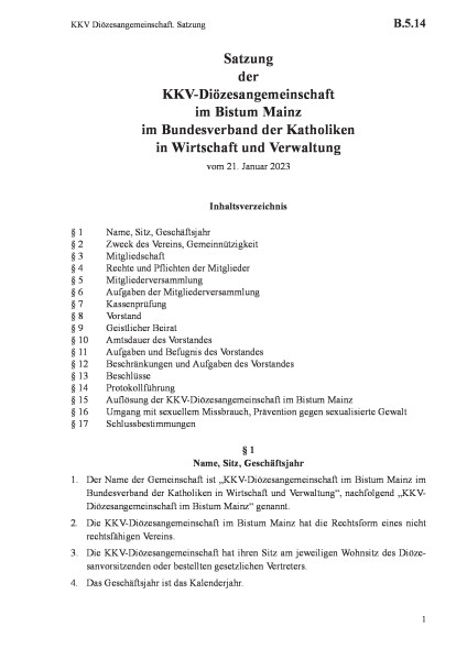 B.5.14 KKV Diözesangemeinschaft. Satzung