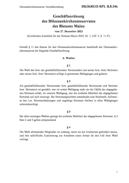 B.8.34b Diözesankirchensteuerrat. Geschäftsordnung